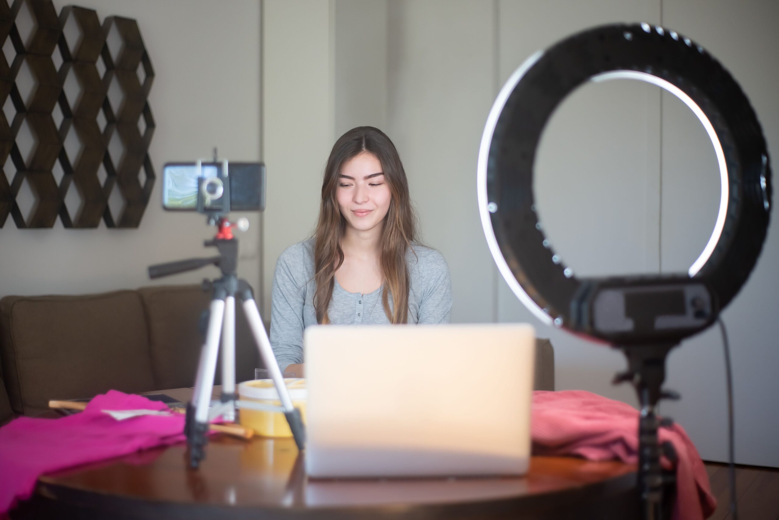 Blogging equipment for freelancers setup on a desk